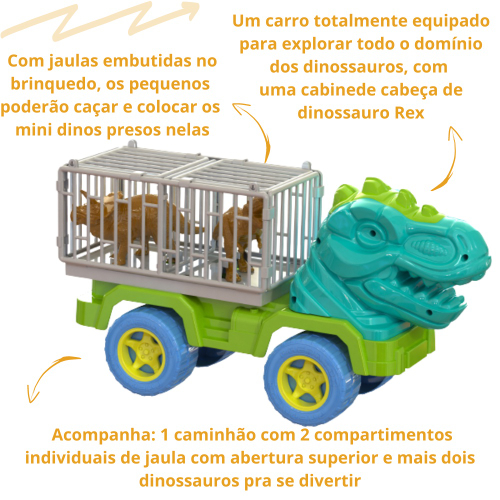 Dinossauro Tiranossauro Rex de Brinquedo com Mini Jaula