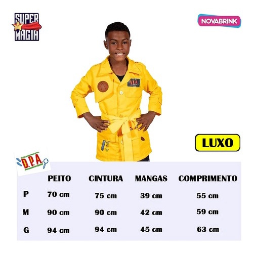 Fantasia DPA Max Jaleco Amarelo Infantil - Fantasia Kids