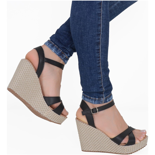 Sand lia Anabela Plataforma Feminina Cor Preto Tamanho 36 br em