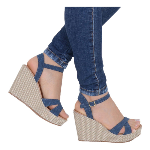 Sandalia shop anabela jeans