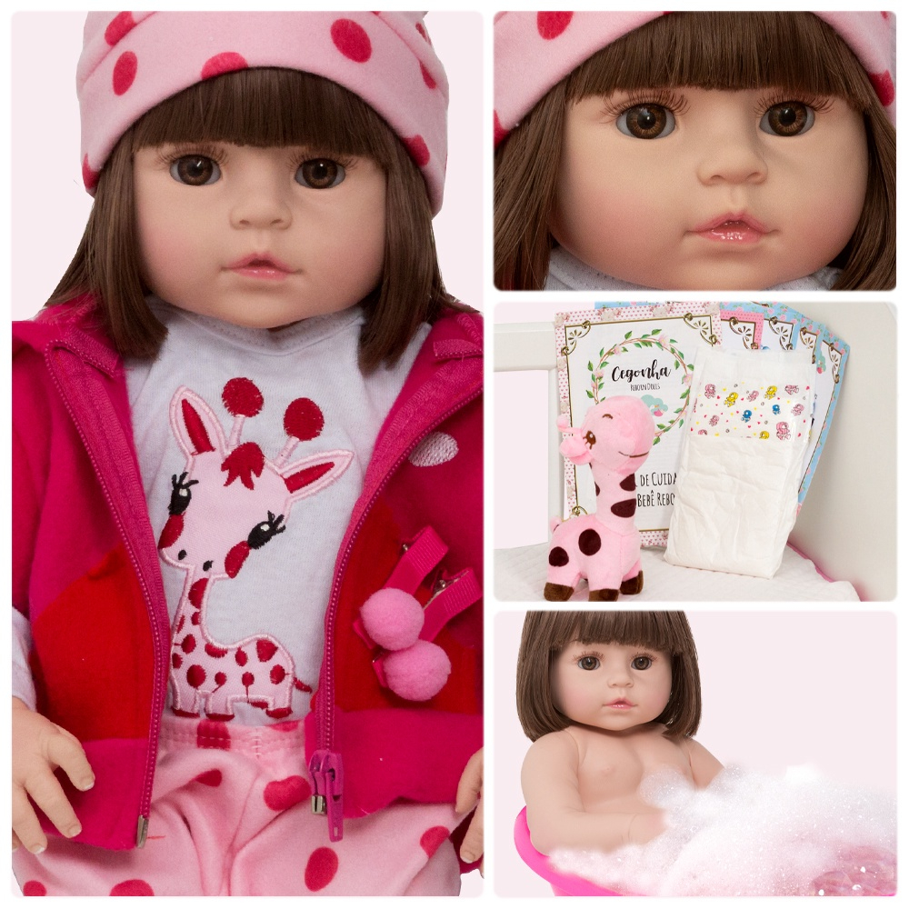 Boneca Reborn Girafinha Menina Princesa + Itens Luxo - Cegonha