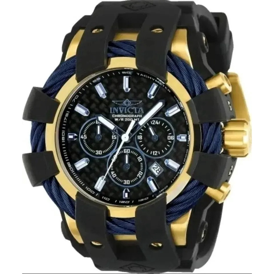 Invicta Bolt 23861 C nf Banhado A Ouro Cor da correia Preto Cor do