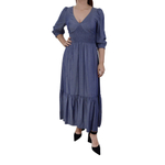 Vestido Feminino Seiki Jeans Viscose Longo Chambray Azul