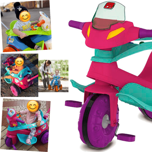 Triciclo Infantil Bandeirante Velobaby com Buzina Rosa