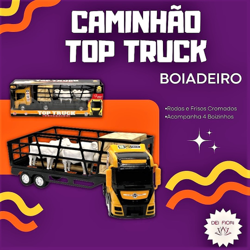 Caminhão Brinquedo Boiadeiro Com Boizinhos Top Truck