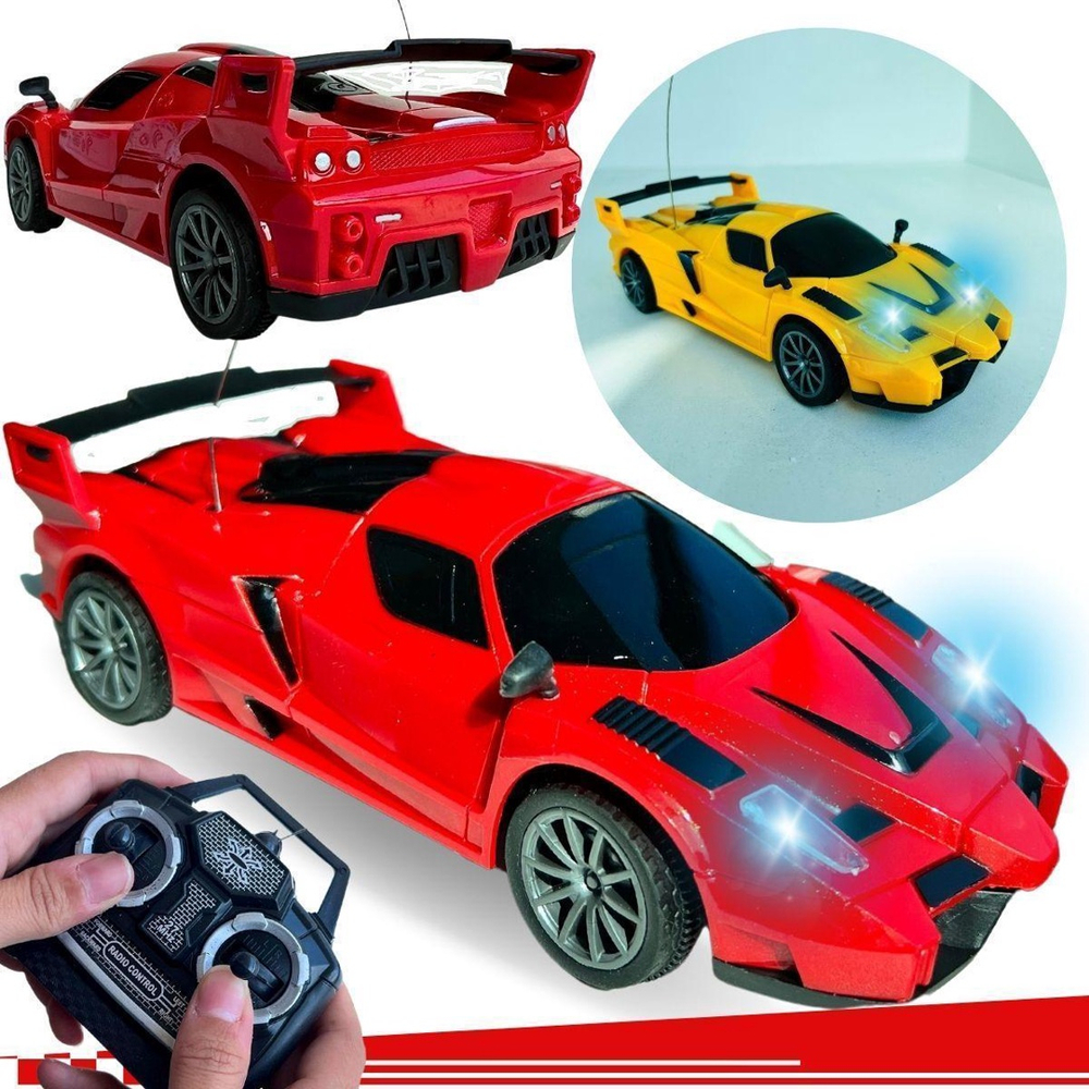 Ferrari / Lamborghini Carro Carrinho Controle Remoto Leds Rodas Farol 7  Funções