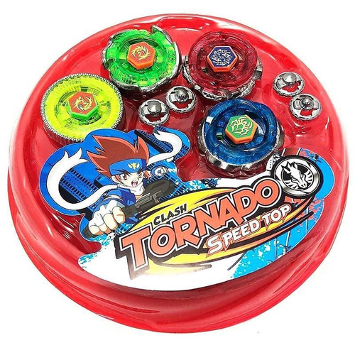 Batalha com 4 beyblade Metal a Led + 2 lançadores + Arena