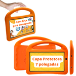 Capa Laranja com alça emborrachada Adaptável p/ Tablet Philco 7 polegadas