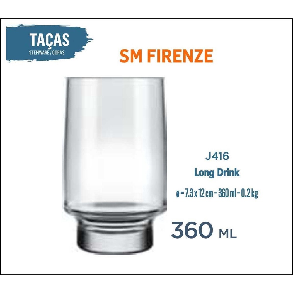 Jogo Com 6 Copos De Vidro Long Drink Firenze 360 Ml Sm em Promoção na  Americanas