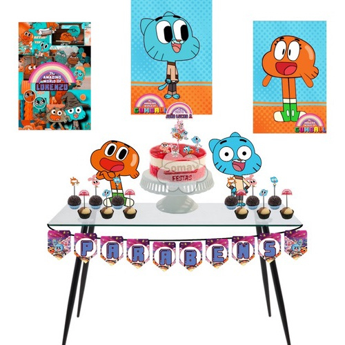 Brinquedo Boneco De Pelúcia Personagem Infantil Gumball Azul - 28