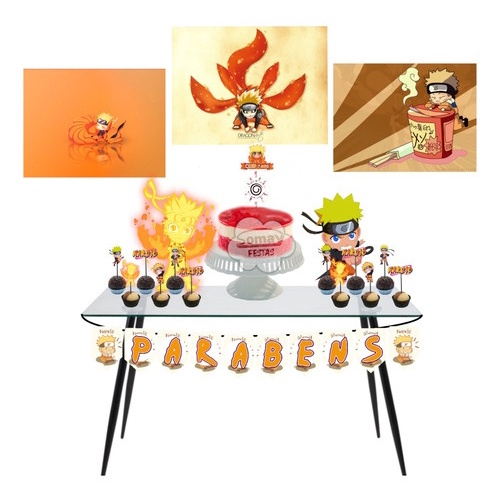 Kit Festa em Casa Só Um Bolinho Decoração Naruto Completo