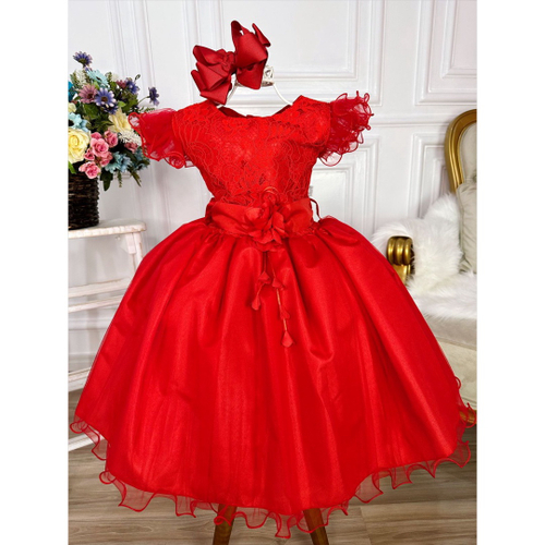 Vestido de festa infantil best sale vermelho luxo