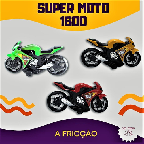 Moto 1600 c/ Rodas Fricção Bonita Coleção Corrida Infantil no Shoptime