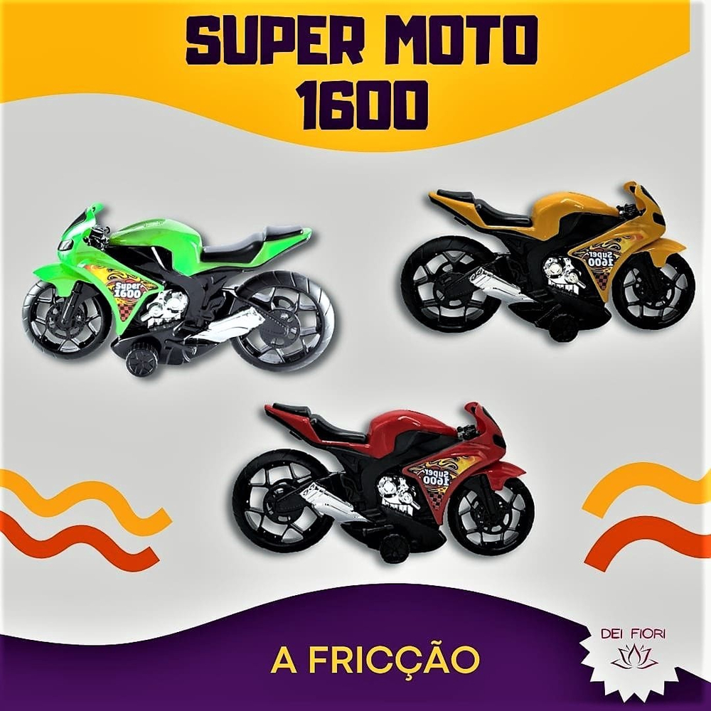 Moto 1600 C/ Rodas Fricção Bonita Coleção Corrida Infantil