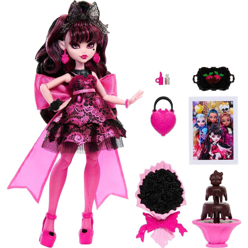 Boneca Monster High Draculaura Cabelo Rosa Preto Morcego de Estimação e  Acessórios HHK51 Mattel