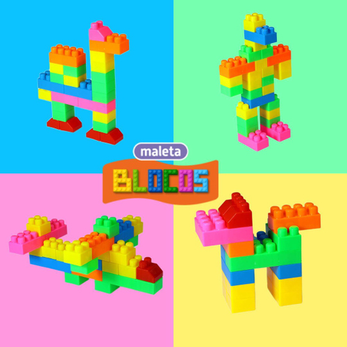 Brinquedo Maleta Blocos De Montar 48 Peças Paki Toys em Promoção