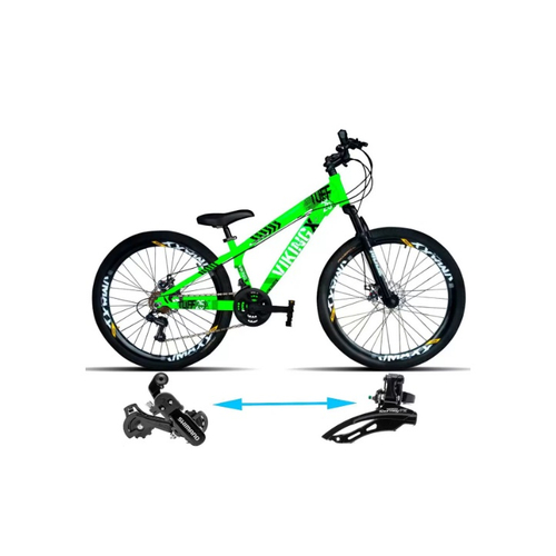 Bicicleta Viking Aro 26 TuffX25 30 Vmaxx Freio a Disco 21V Verde Neon