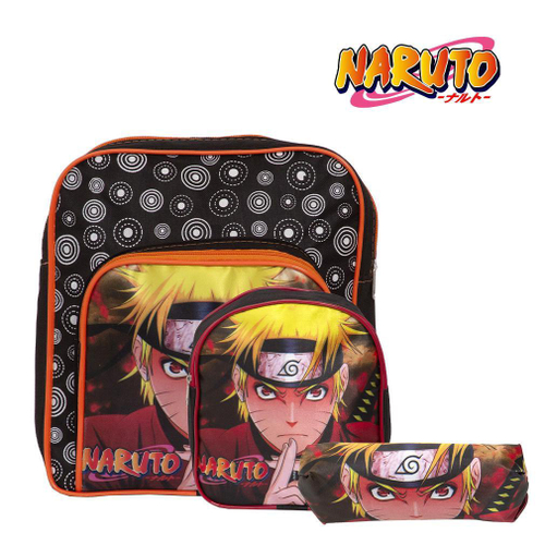 Mochila Escolar Passeio Juvenil Boruto Kit Completo Anime Naruto