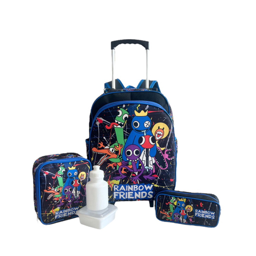 Kit Mochila Escolar Rainbow Friends Azul Bobao Jogo Roblox