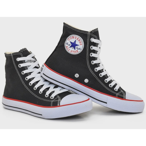 All Star Cano Alto Preto Lona Plataforma - 34