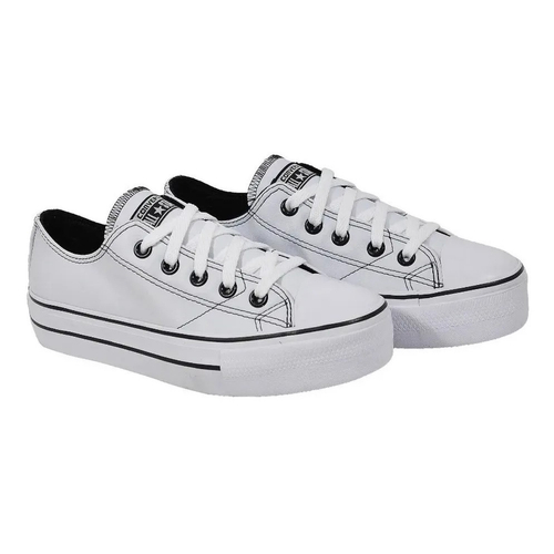 All star branco store plataforma de couro