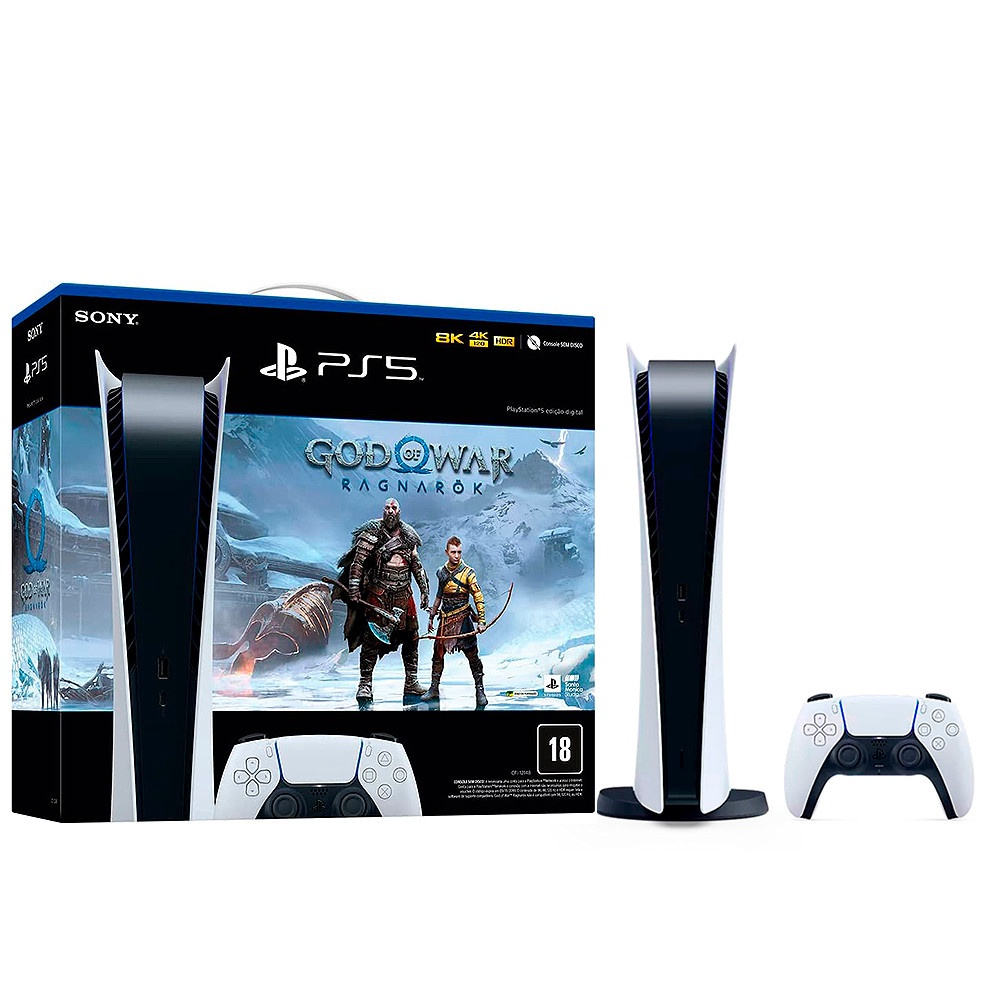 Console PlayStation 5 Digital Edition Branco + God Of War Ragnarök +  Controle Sem Fio Dualsense Branco no Shoptime