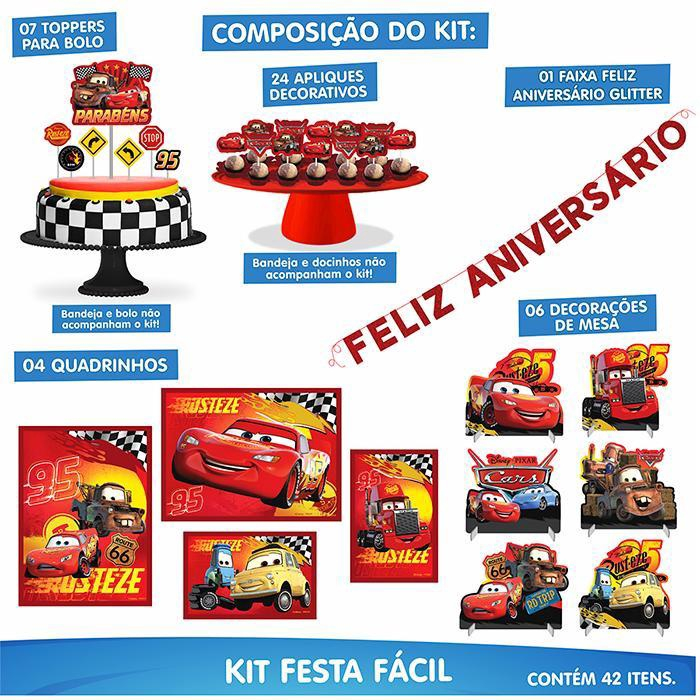 Decoração de bolo de Aniversário Disney Cars 3