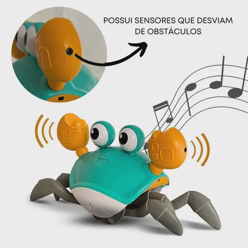 Brinquedo Caranguejo Fujão Toca Musica Sensor Indução Robô