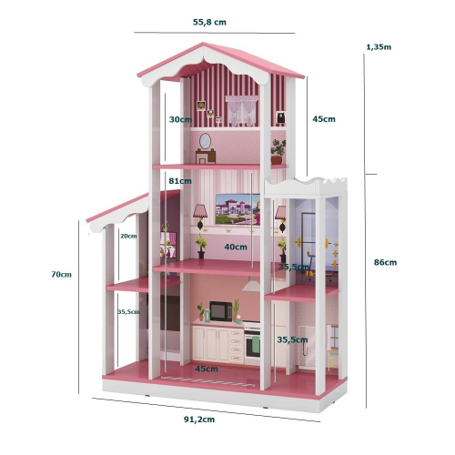 Casa Casinha Para Barbie/polly/lol Grande Mdf Bonecas 30cm em