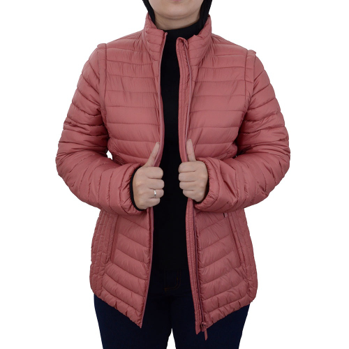 Jaqueta Feminina Alpelo Plumas Colete Rose Vintage 40500 em