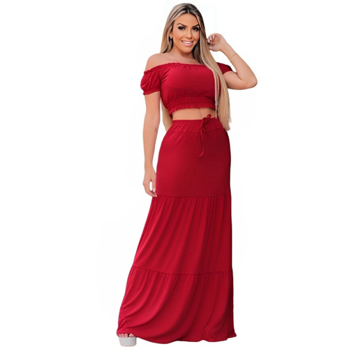 Blusa curta com saia longa cheap
