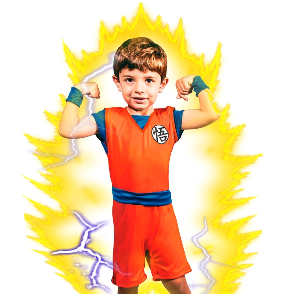 Fantasia Infantil Goku + Cabelo Super Saiyajin Gg 130-140cm