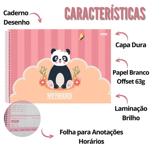 Caderno para Desenho Panda - 20X28cm