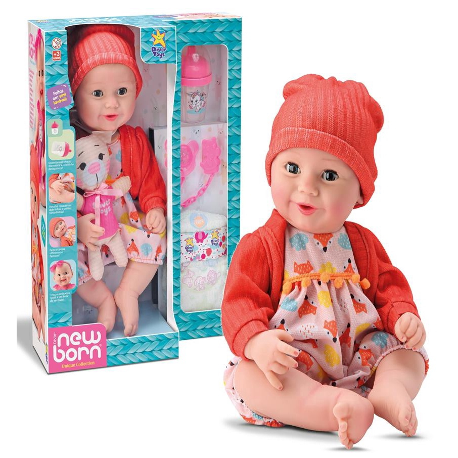 Boneca Reborn New Born Unique Colection Fecha Os Olhinhos