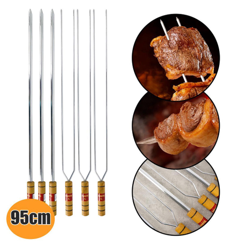 Espeto Churrasco 85cm Simples Aço Inox Carne Churrasqueira