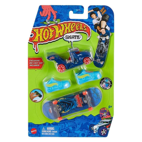 Hot Wheels Skateboard Skate de Dedo com Tênis Preto - Mattel