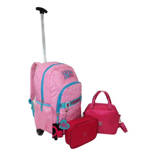 Kit Mochila Infantil Esoclar Rodinha Gatinho Glitter Yepp - Kit