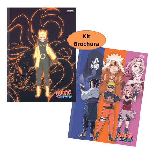 Kit 2 Cadernos Naruto Shippuden Brochurinha Pequeno 80 Fls Naruto