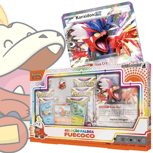 Box Pokémon Coleção Paldea Koraidon Ex 40 Cartas Sprigatito - Verde