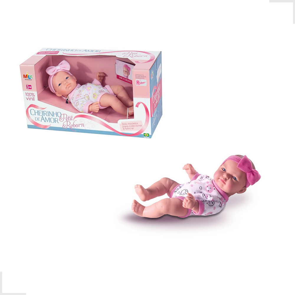 Boneca Mini Beb Reborn Cheirinho De Amor Petit 24cm Lacinho