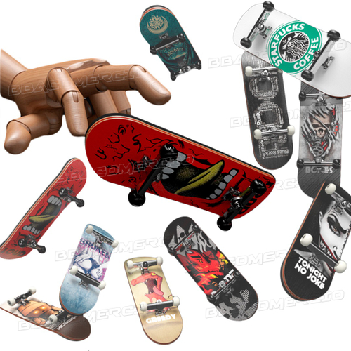 Kit 5 Skate De Dedo Mini Fingerboard Truck Metal Com Lixa