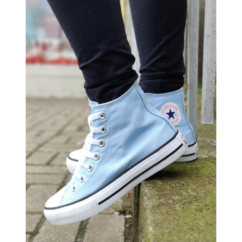 All star azul store claro cano alto