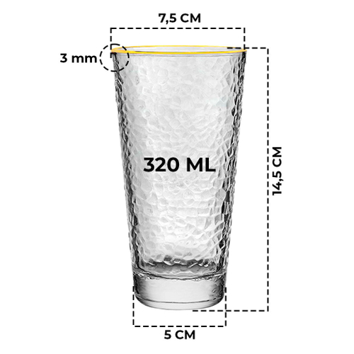 Jogo De Copos Com Vidro Grosso 320ml Hammers Borda Dourada 6 Unidades em  Promoção na Americanas