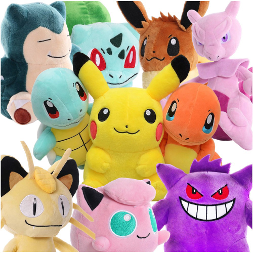 Kit Com 3 Pokémons Pelúcia 15cm Pikachu Eevee Pokebola