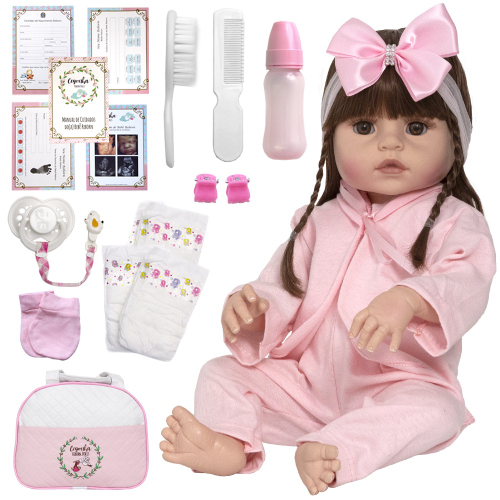 Kit Molde Bebê Reborn Realista Menina Negra 52cm Silicone na Americanas  Empresas