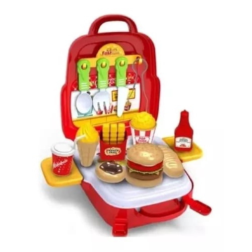 Mini Chef Hamburguer 18 Peças Brinquedo Educativo Comidinha de Faz de Conta