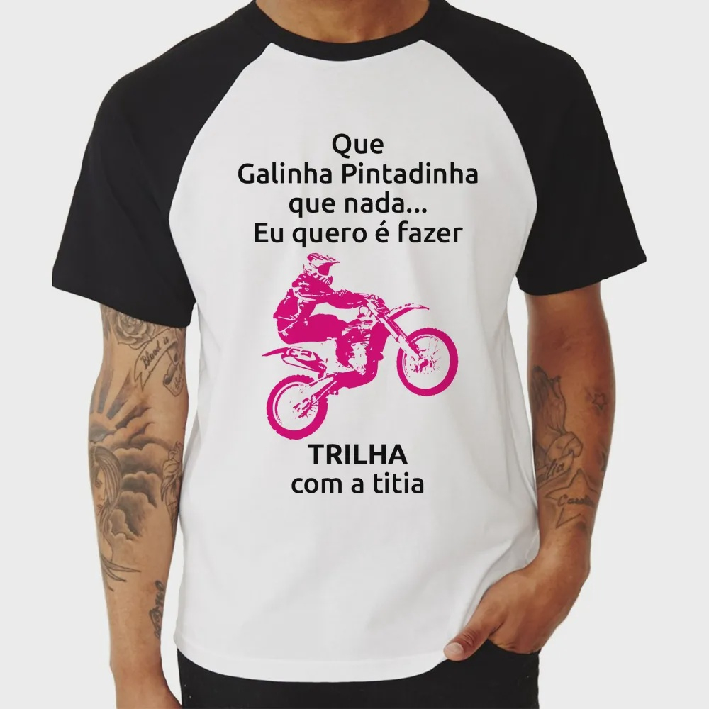 Camiseta Infantil Trilha com a titia (moto rosa)