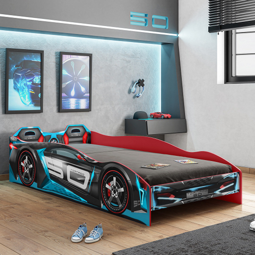 Cama Infantil Carro Drift Azul Com