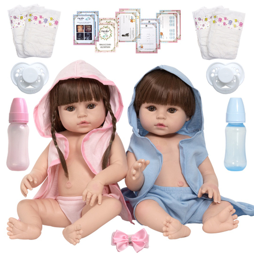 Bebe Reborn Boneca Gemeos Realista Toma Banho Casal