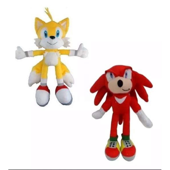 3 Bonecos Pelúcia Sonic Tails Knucles 35cm Antialérgico